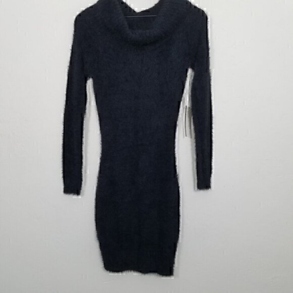 NWT iris Off the Shoulder Long Sleeve Sweater Dress Stretch Black Size S